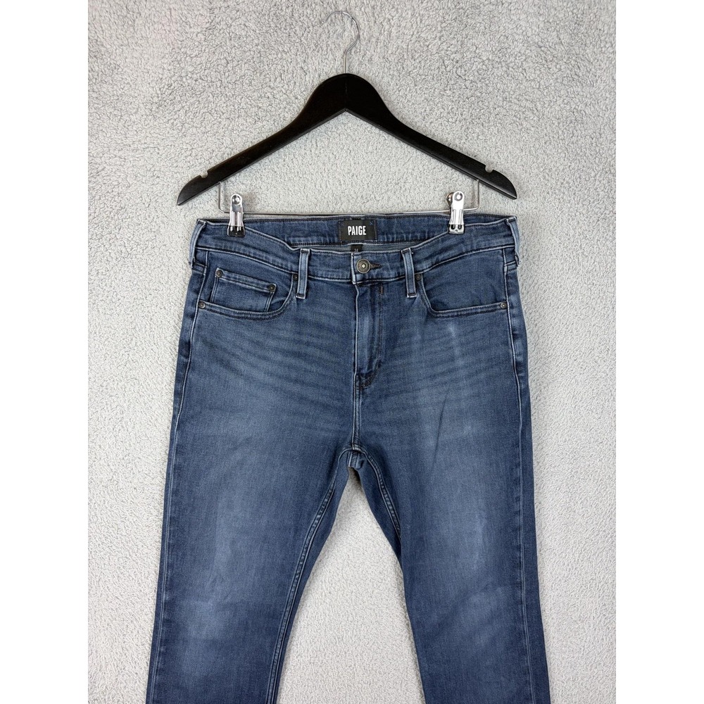 Paige Federal Jeans Mens 34x31 Blue Medium Wash Slim Straight Stretch Denim Mens
